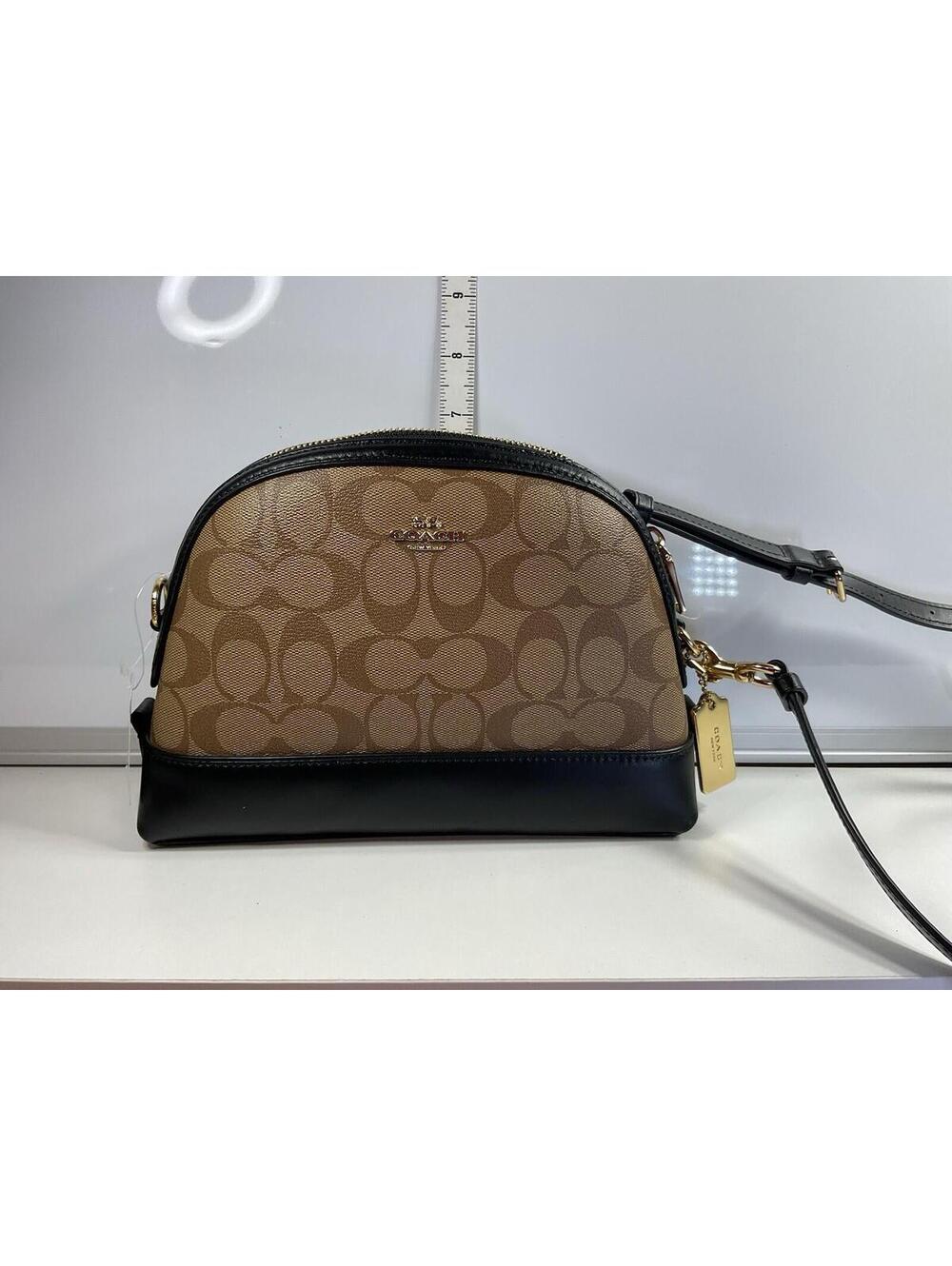 Coach Signature Domed Crossbody NWT Coated Canvas Gold Hardware